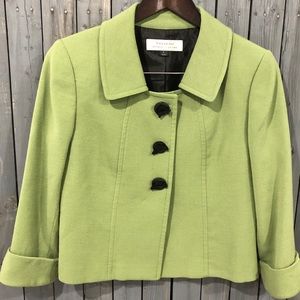 Tahari Lime Green Bow Button Blazer Jacket